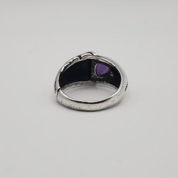 Vintage Sterling Silver & 18K Gold Purple Amethyst Statement Size 6.5 - Picture 4 of 10